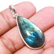 Natural Dark Gray Labradorite Pendant Fine Gemstone Pendant 