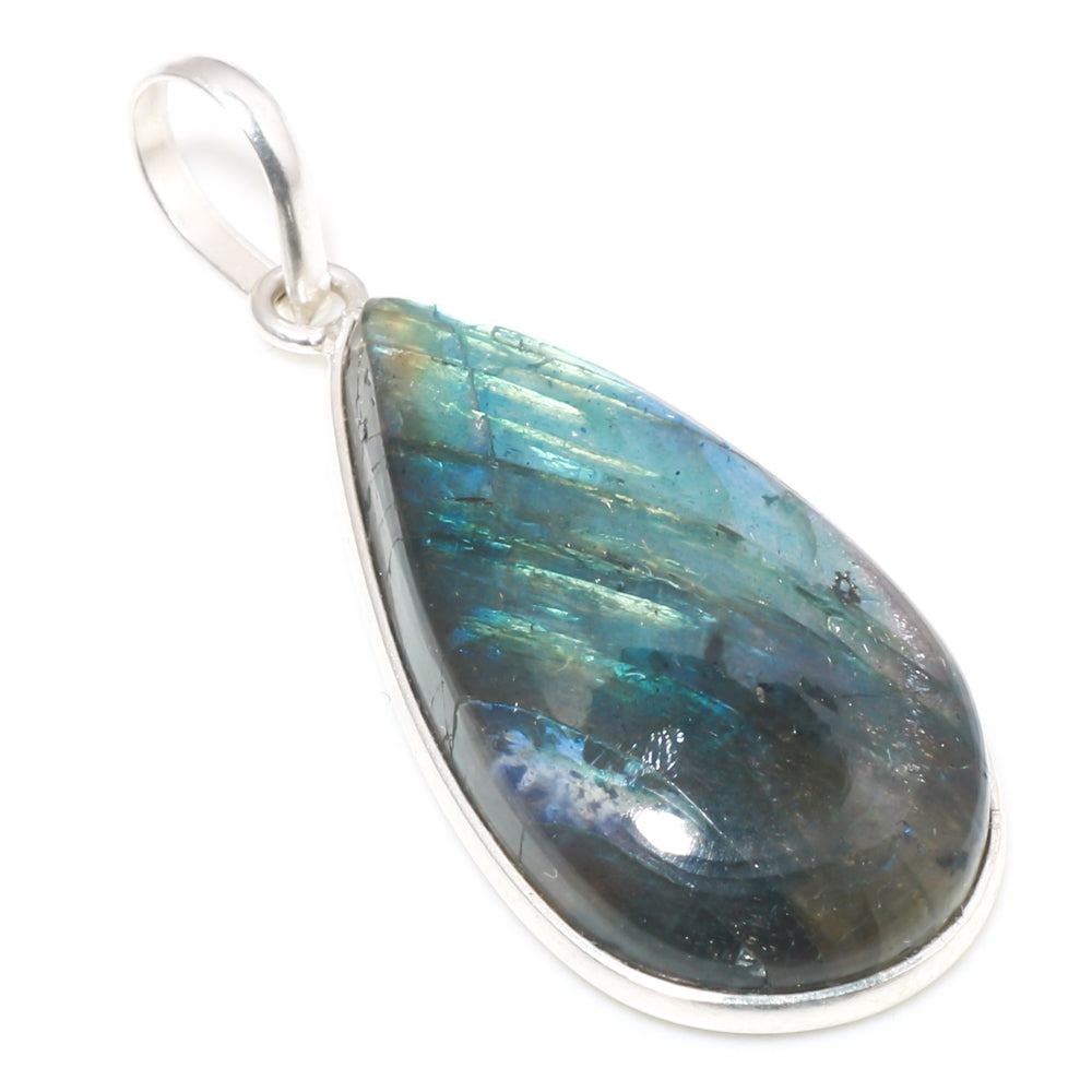 Natural Dark Gray Labradorite Pendant Fine Gemstone Pendant 