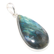 Natural Dark Gray Labradorite Pendant Fine Gemstone Pendant 