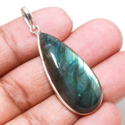 Natural Dark Gray Labradorite Pendant Fine Gemstone Pendant 