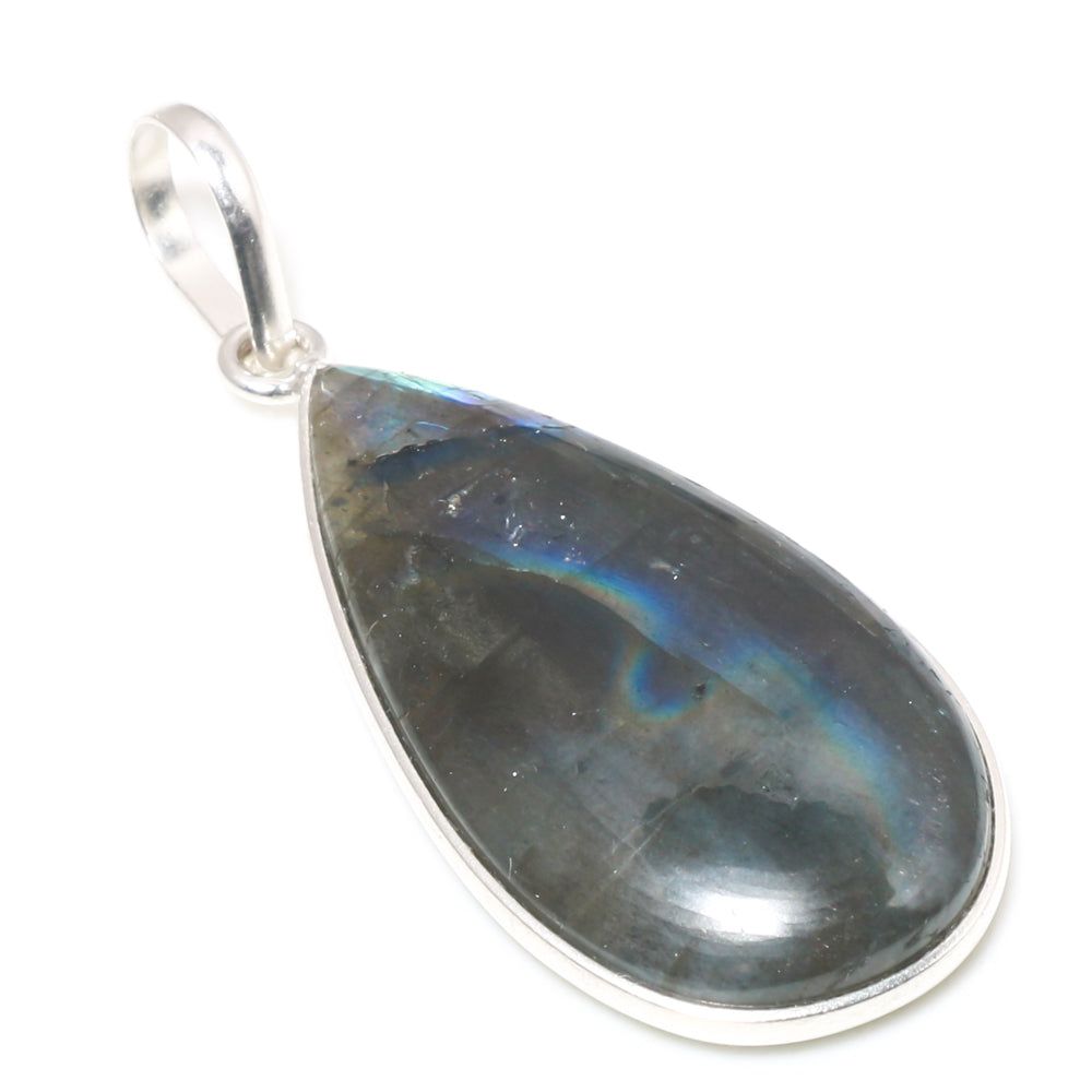 Natural Dark Gray Labradorite Pendant Fine Gemstone Pendant 