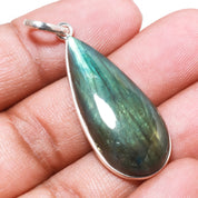 Natural Dark Gray Labradorite Pendant Fine Gemstone Pendant 