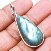 Natural Dark Gray Labradorite Pendant Fine Gemstone Pendant 