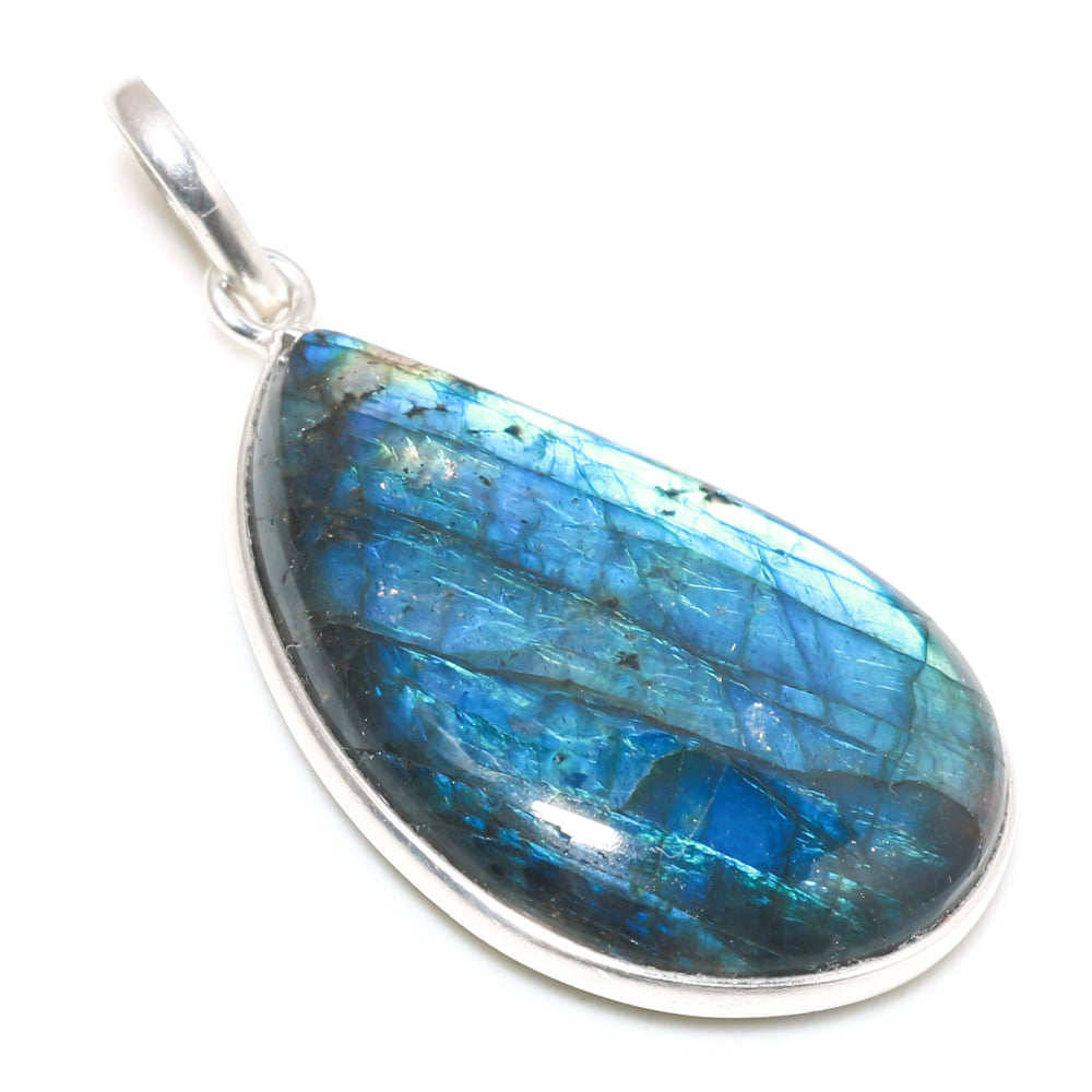 Natural Dark Gray Labradorite Pendant Fine Gemstone Pendant 