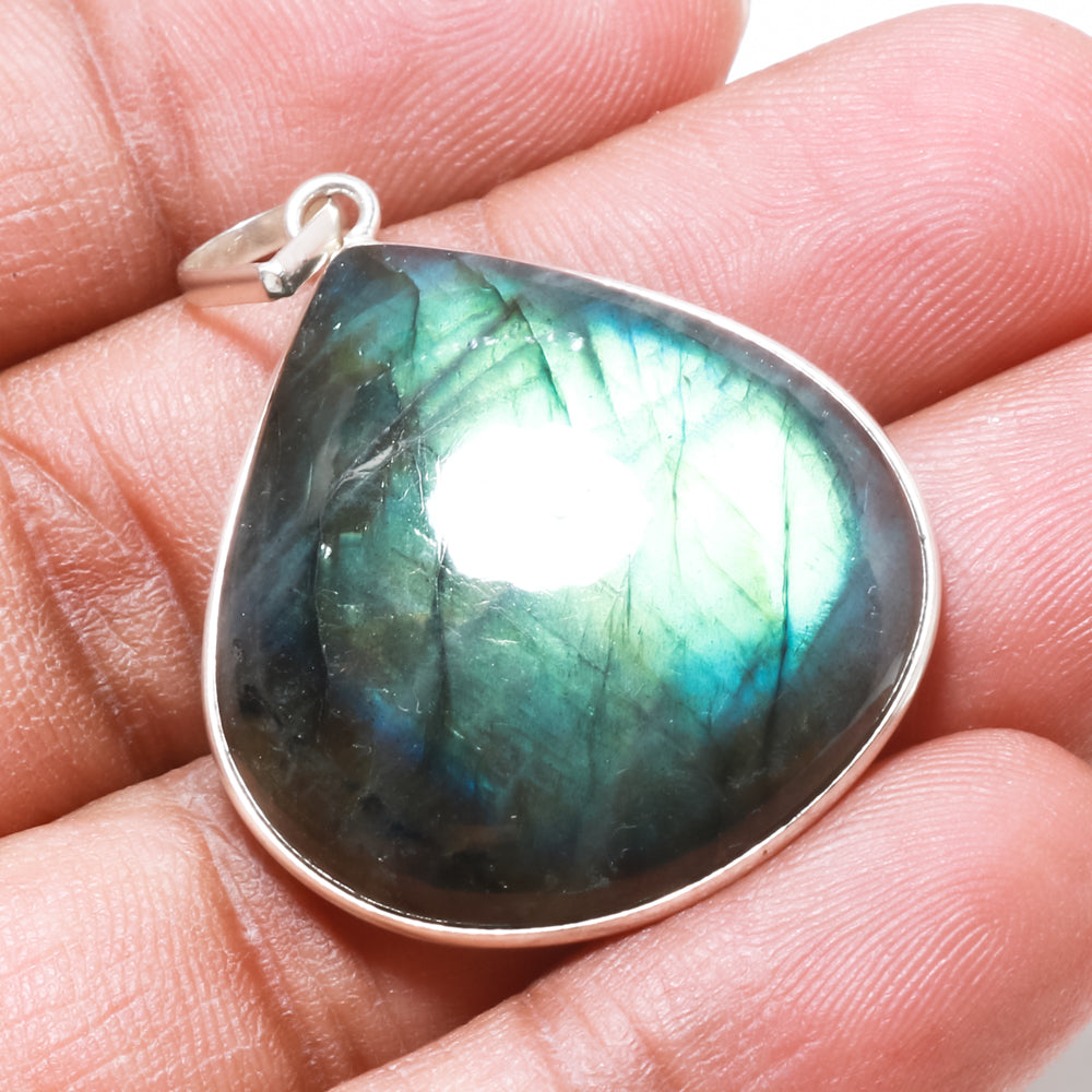 Natural Dark Gray Labradorite Pendant Fine Gemstone Pendant 