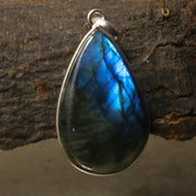 Natural Dark Gray Labradorite Pendant Fine Gemstone Pendant 