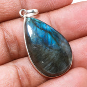 Natural Dark Gray Labradorite Pendant Fine Gemstone Pendant 