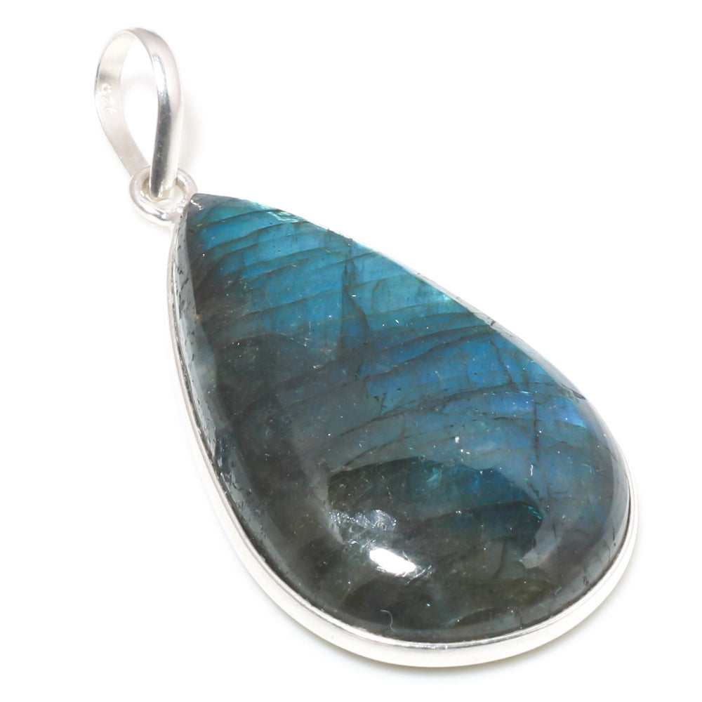 Natural Dark Gray Labradorite Pendant Fine Gemstone Pendant 