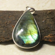 Natural Dark Gray Labradorite Pendant Fine Gemstone Pendant 