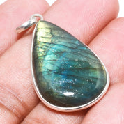 Natural Dark Gray Labradorite Pendant Fine Gemstone Pendant 