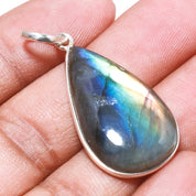 Natural Dark Gray Labradorite Pendant Fine Gemstone Pendant 