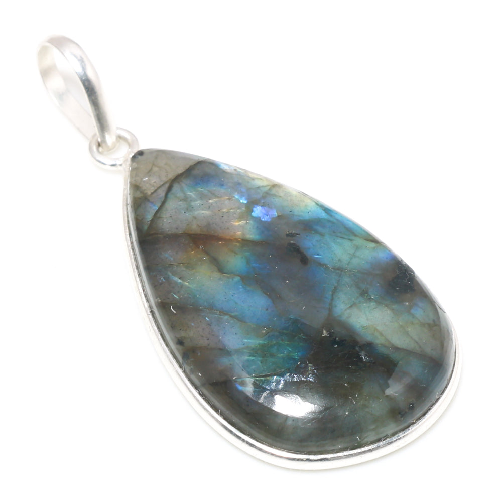 Natural Dark Gray Labradorite Pendant Fine Gemstone Pendant 