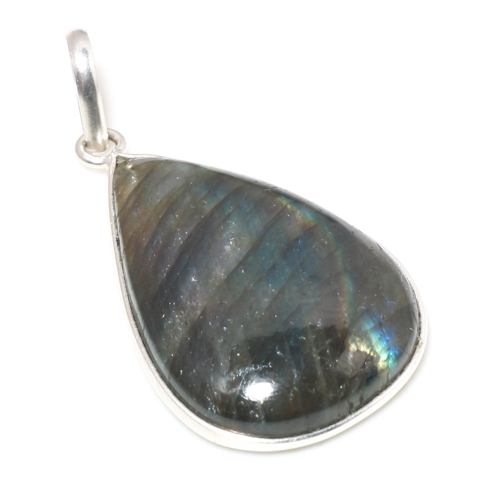 Natural Dark Gray Labradorite Pendant Fine Gemstone Pendant 