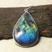 Natural Dark Gray Labradorite Pendant Fine Gemstone Pendant 