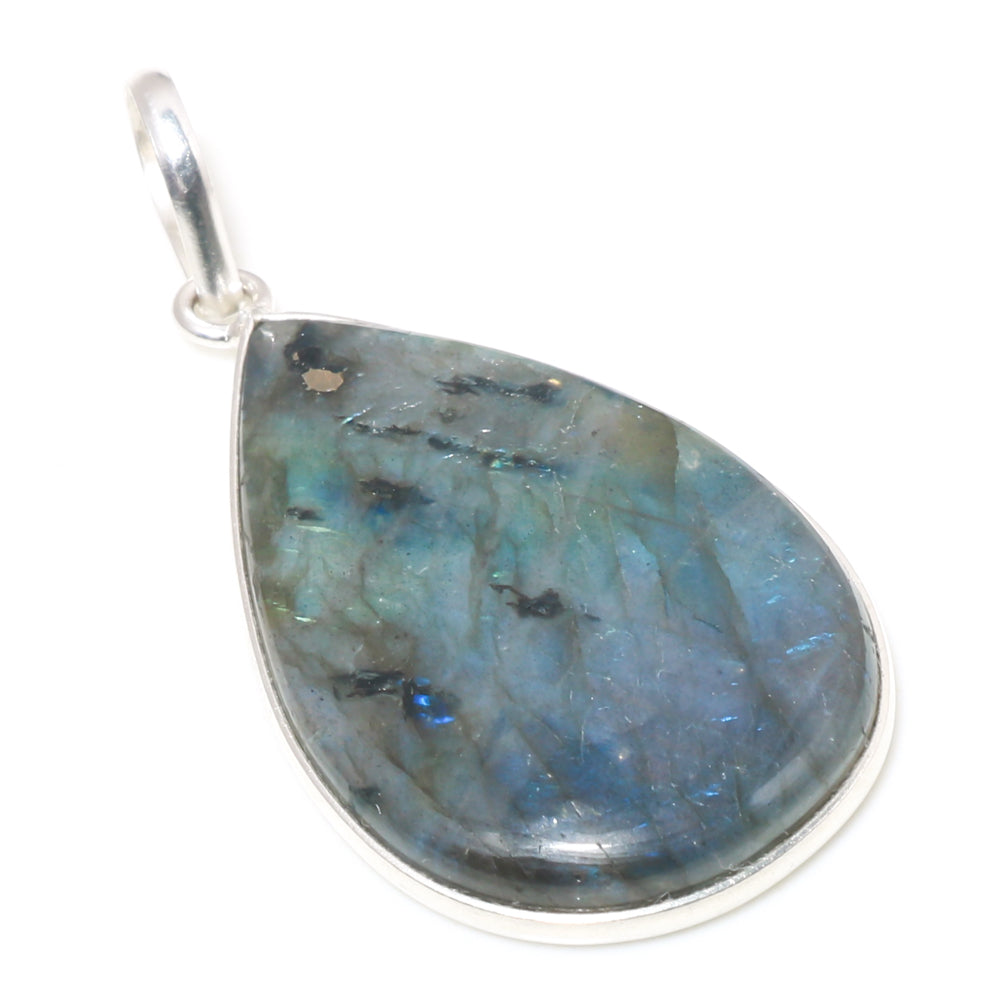 Natural Dark Gray Labradorite Pendant Fine Gemstone Pendant 