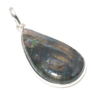 Natural Dark Gray Labradorite Pendant Fine Gemstone Pendant 