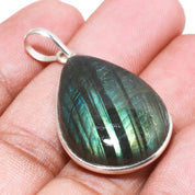 Natural Dark Gray Labradorite Pendant Fine Gemstone Pendant 