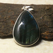 Natural Dark Gray Labradorite Pendant Fine Gemstone Pendant 