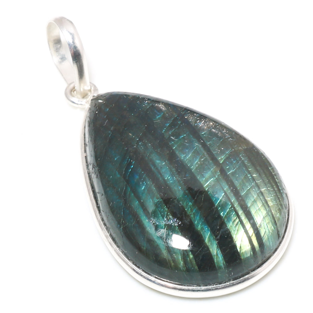 Natural Dark Gray Labradorite Pendant Fine Gemstone Pendant 