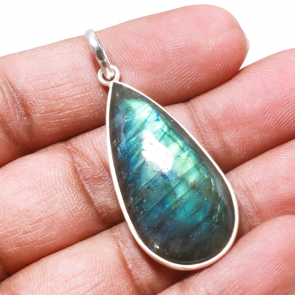 Natural Dark Gray Labradorite Pendant Fine Gemstone Pendant 