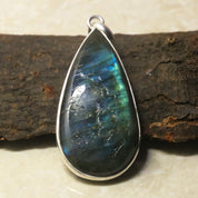 Natural Dark Gray Labradorite Pendant Fine Gemstone Pendant 