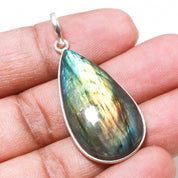 Natural Dark Gray Labradorite Pendant Fine Gemstone Pendant 