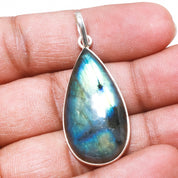 Natural Dark Gray Labradorite Pendant Fine Gemstone Pendant 