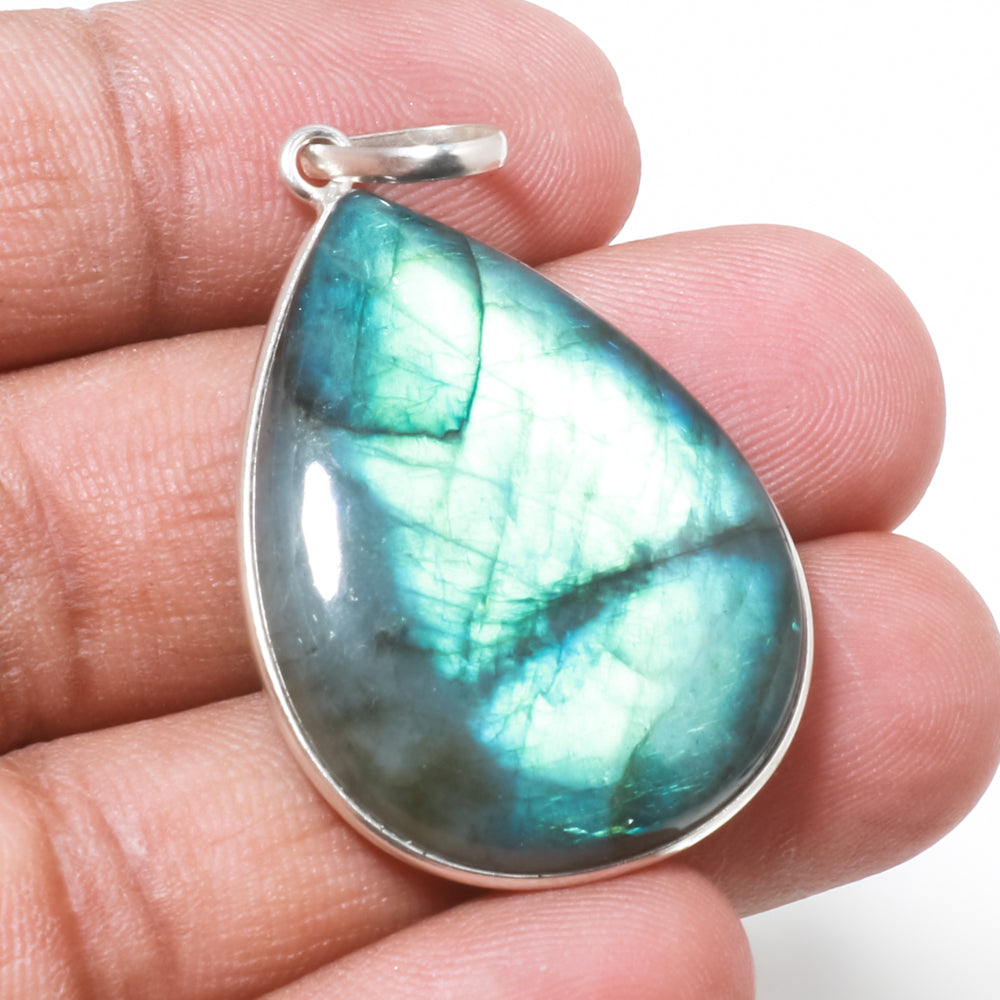 Natural Dark Gray Labradorite Pendant Fine Gemstone Pendant 