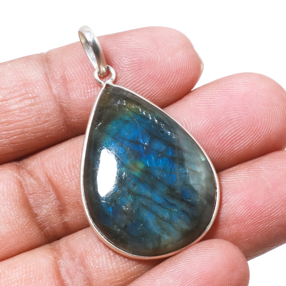 Natural Dark Gray Labradorite Pendant Fine Gemstone Pendant 