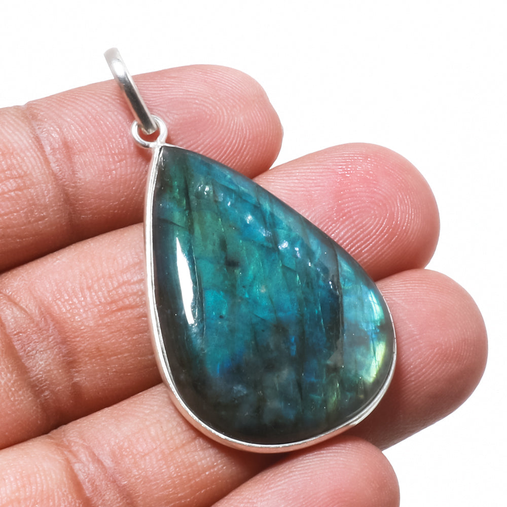 Natural Dark Gray Labradorite Pendant Fine Gemstone Pendant 