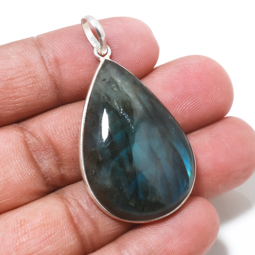 Natural Dark Gray Labradorite Pendant Fine Gemstone Pendant 