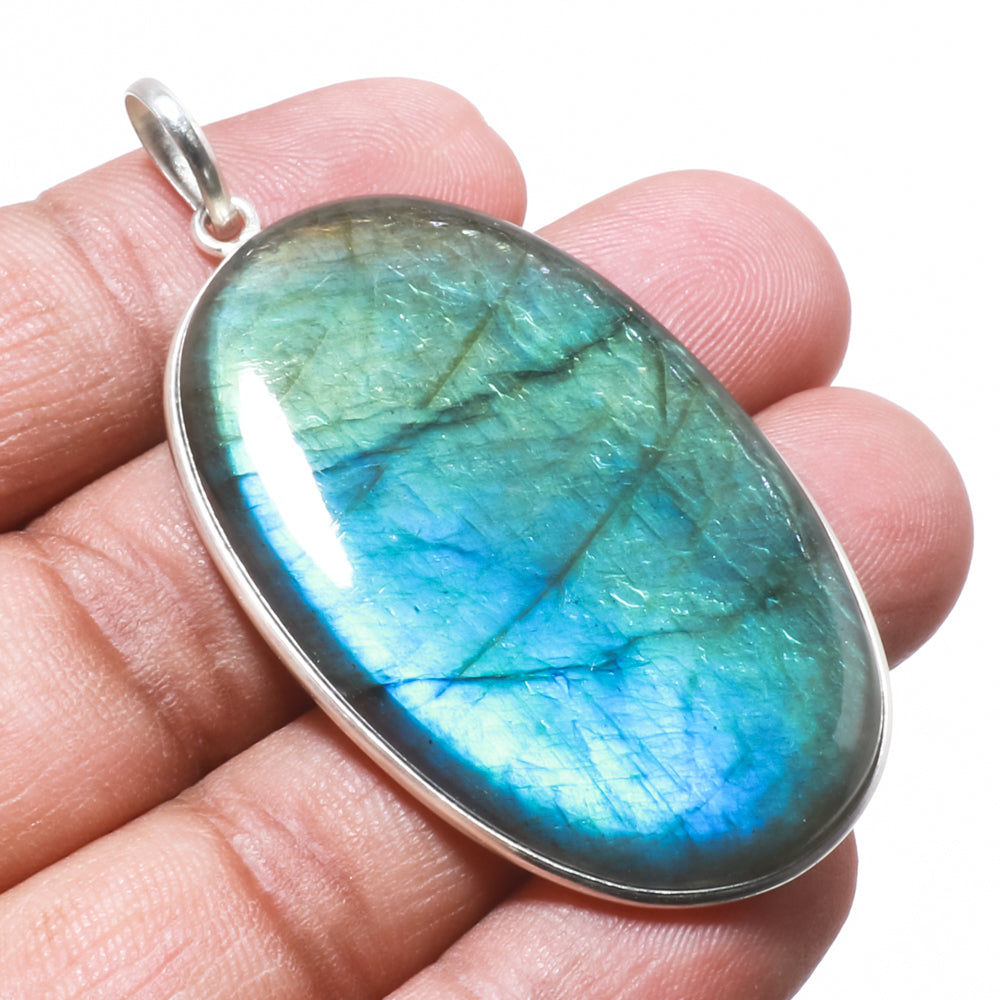 Natural Dark Gray Labradorite Pendant Fine Gemstone Pendant 