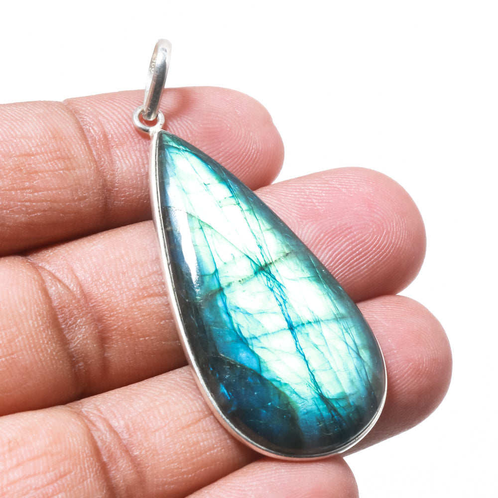 Natural Dark Gray Labradorite Pendant Fine Gemstone Pendant 