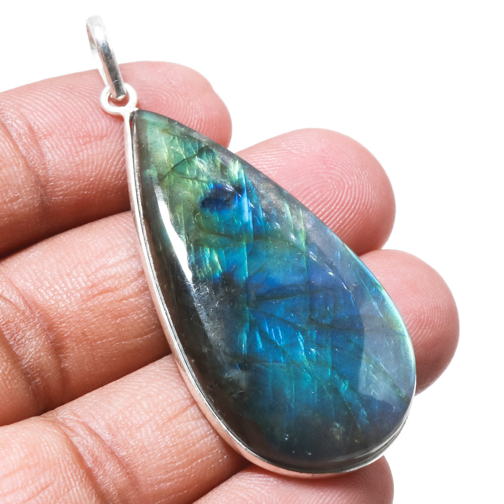 Natural Dark Gray Labradorite Pendant Fine Gemstone Pendant 