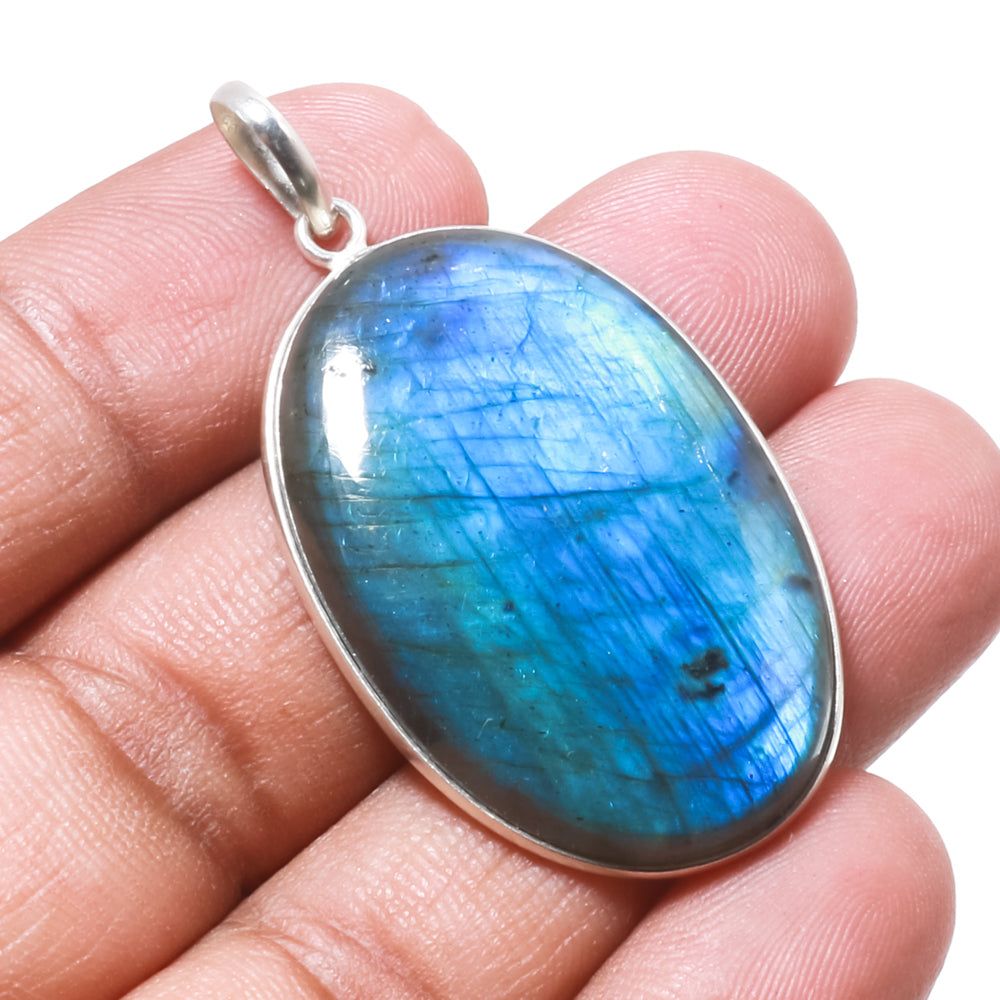 Natural Dark Gray Labradorite Pendant Fine Gemstone Pendant 