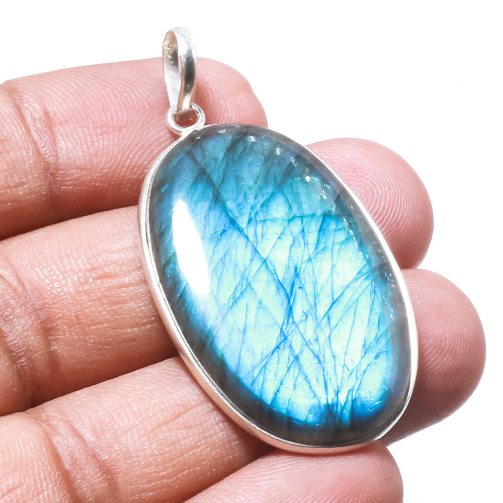 Natural Dark Gray Labradorite Pendant Fine Gemstone Pendant 