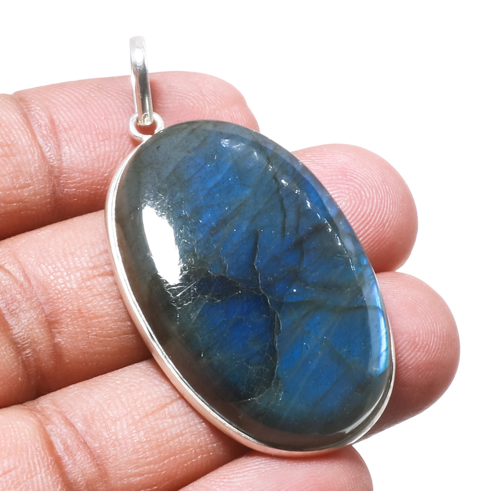 Natural Dark Gray Labradorite Pendant Fine Gemstone Pendant 