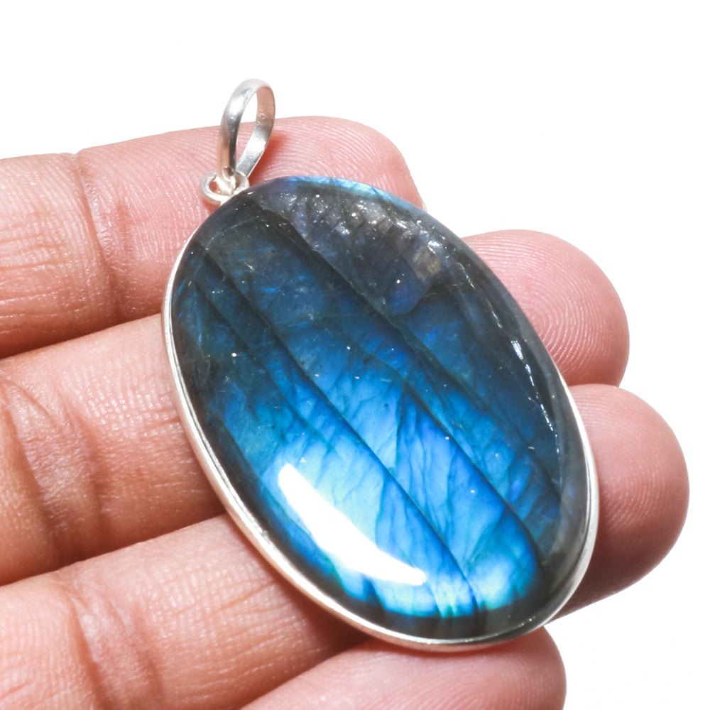 Natural Dark Gray Labradorite Pendant Fine Gemstone Pendant 