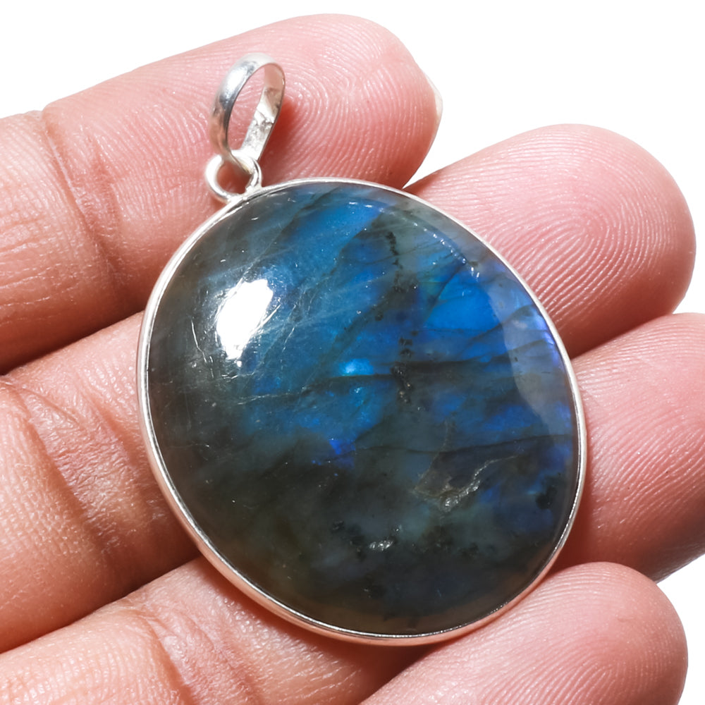 Natural Dark Gray Labradorite Pendant Fine Gemstone Pendant 