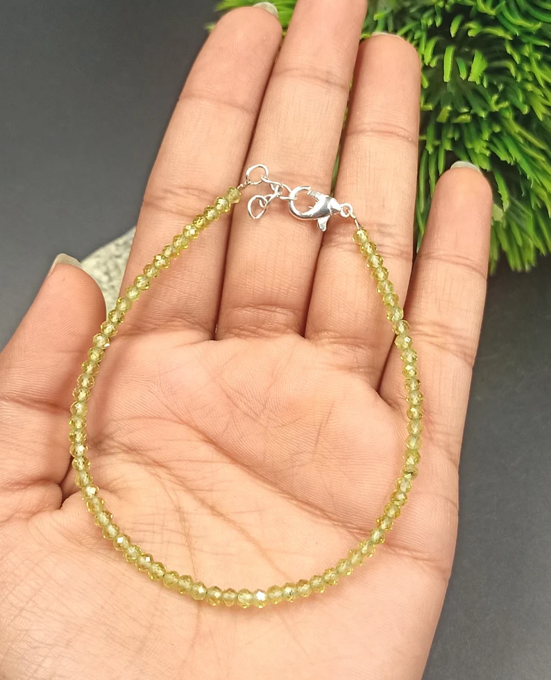 Natural Peridot Adjustable Chain Necklace & Bracelet | 925 Sterling Silver Fine Jewelry | August Birthstone Gifts