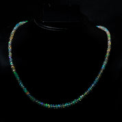 Natural Ethiopian Opal Rondelle Beads Necklace | Welo Fire Opal | 925 Sterling Silver Jewelry | October Birthstone | Flashy Crystals