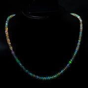 Natural Ethiopian Opal Rondelle Beads Necklace | Welo Fire Opal | 925 Sterling Silver Jewelry | October Birthstone | Flashy Crystals