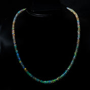 Natural Ethiopian Opal Rondelle Beads Necklace | Welo Fire Opal | 925 Sterling Silver Jewelry | October Birthstone | Flashy Crystals