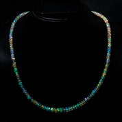 Natural Ethiopian Opal Rondelle Beads Necklace | Welo Fire Opal | 925 Sterling Silver Jewelry | October Birthstone | Flashy Crystals