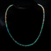Natural Ethiopian Opal Rondelle Beads Necklace | Welo Fire Opal | 925 Sterling Silver Jewelry | October Birthstone | Flashy Crystals
