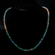 Natural Ethiopian Opal Rondelle Beads Necklace | Welo Fire Opal | 925 Sterling Silver Jewelry | October Birthstone | Flashy Crystals