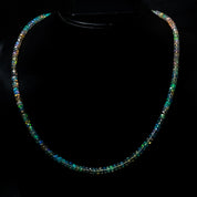 Natural Ethiopian Opal Rondelle Beads Necklace | Welo Fire Opal | 925 Sterling Silver Jewelry | October Birthstone | Flashy Crystals