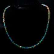 Natural Ethiopian Opal Rondelle Beads Necklace | Welo Fire Opal | 925 Sterling Silver Jewelry | October Birthstone | Flashy Crystals