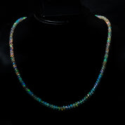 Natural Ethiopian Opal Rondelle Beads Necklace | Welo Fire Opal | 925 Sterling Silver Jewelry | October Birthstone | Flashy Crystals