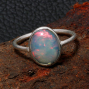 Natural White Ethiopian Opal Statement Fine Gemstone Ring 